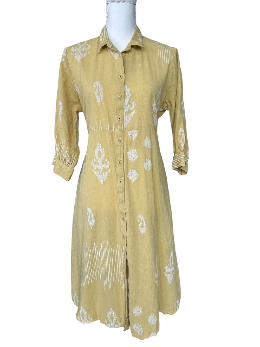 Akkriti by Pantaloons Yellow Ikat Shirt Dress Soft Golden Yellow Size XL